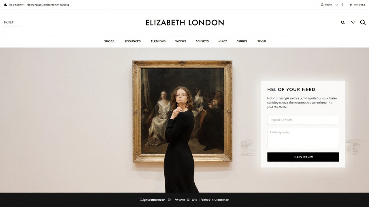 A minimalist professional escort website with a single elegant photo and no contact details, conveying discretion and sophistication.