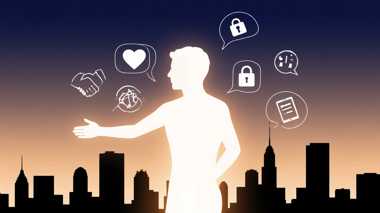 Abstract illustration of light and shadow representing trust and connection in companionship.