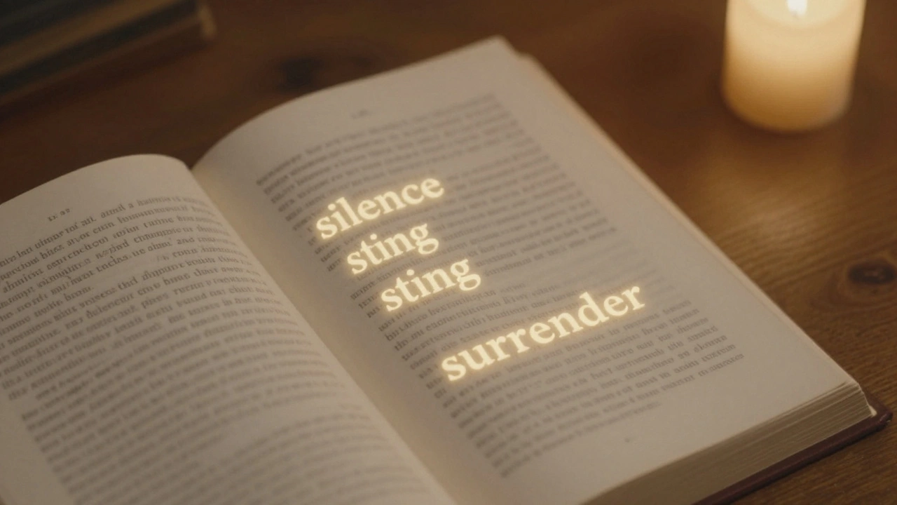 An open book with glowing final words floating above faded text, representing rimming in writing.