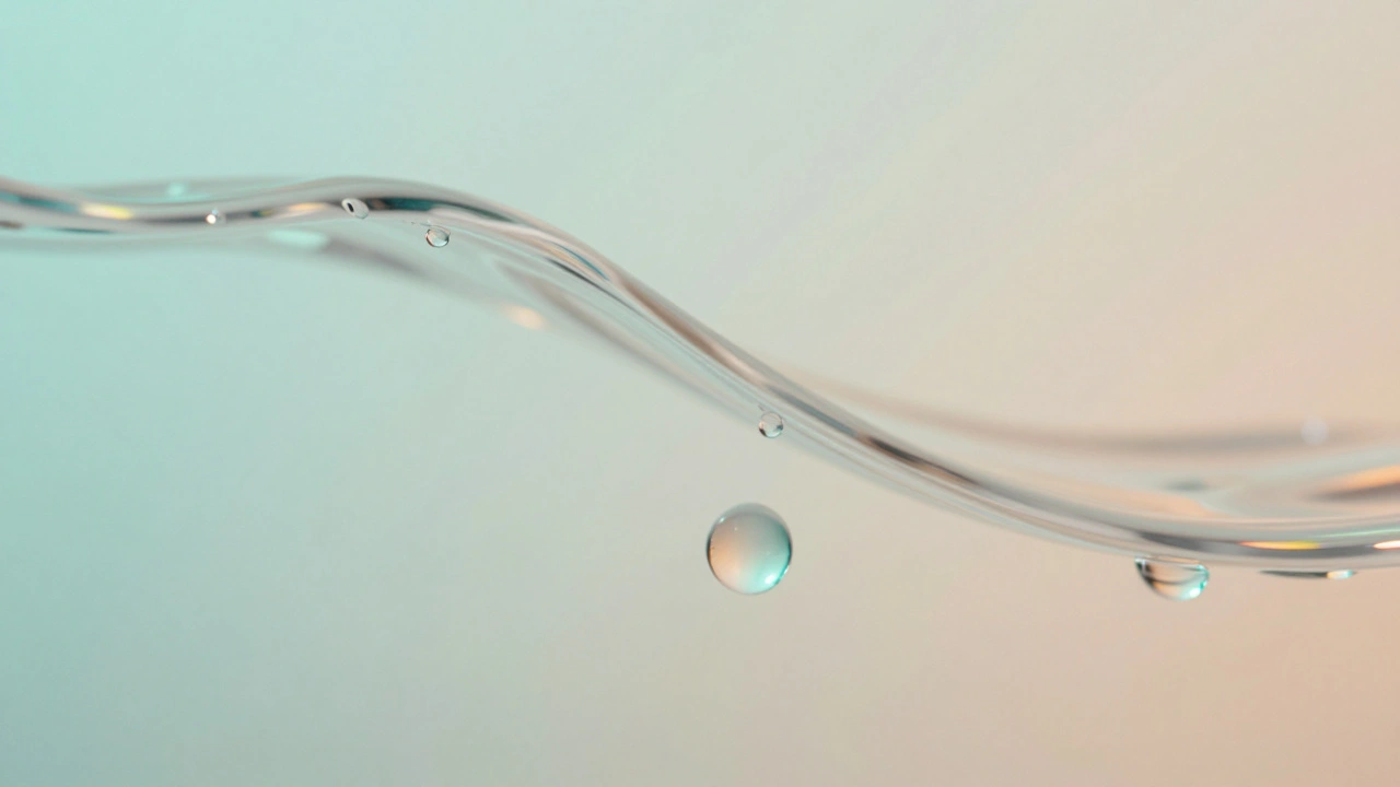 Macro shot of water droplets on soft gradient